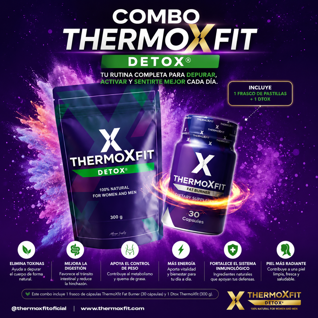 Combo Thermoxfit   Pastillas y  Detox